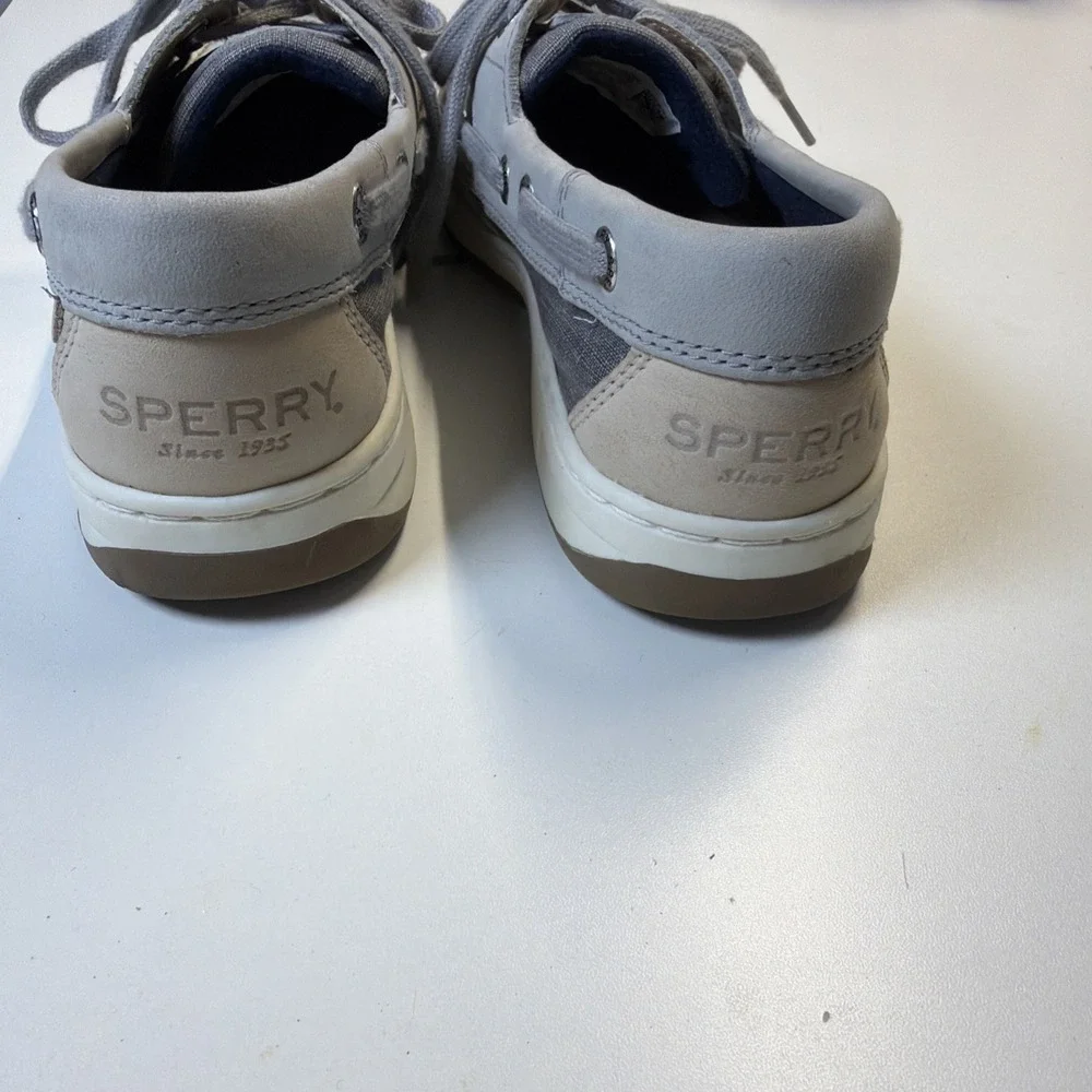 Sperry Top Sider Boat Shoes Womens 5 Gray Angelfish Linen Slip-On STS83598